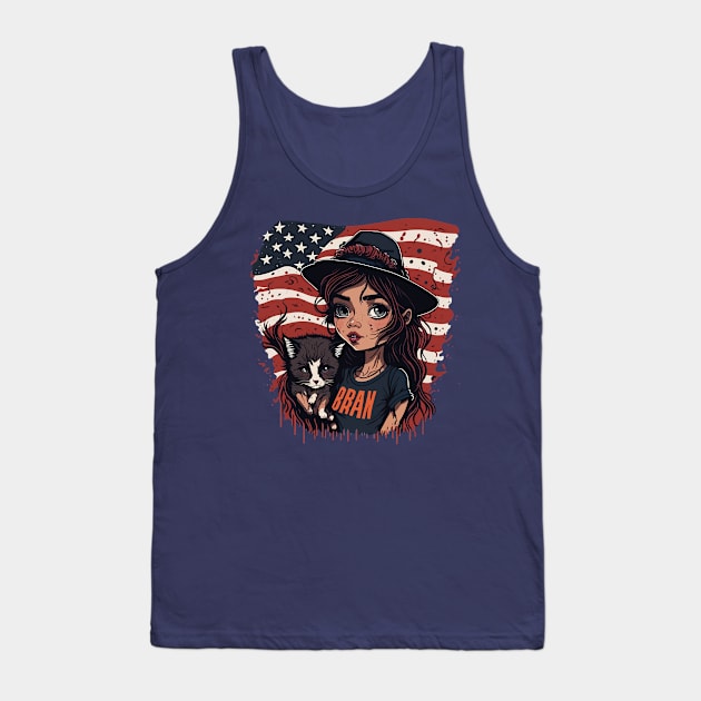 Patriotic Cat Mother Tank Top by By_Russso